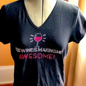 Novelty bedazzled wine shirt size Large